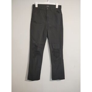 Express Modern Women's Straight Super High Rise Distressed Black Jeans Size 4R